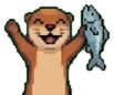otter with fish