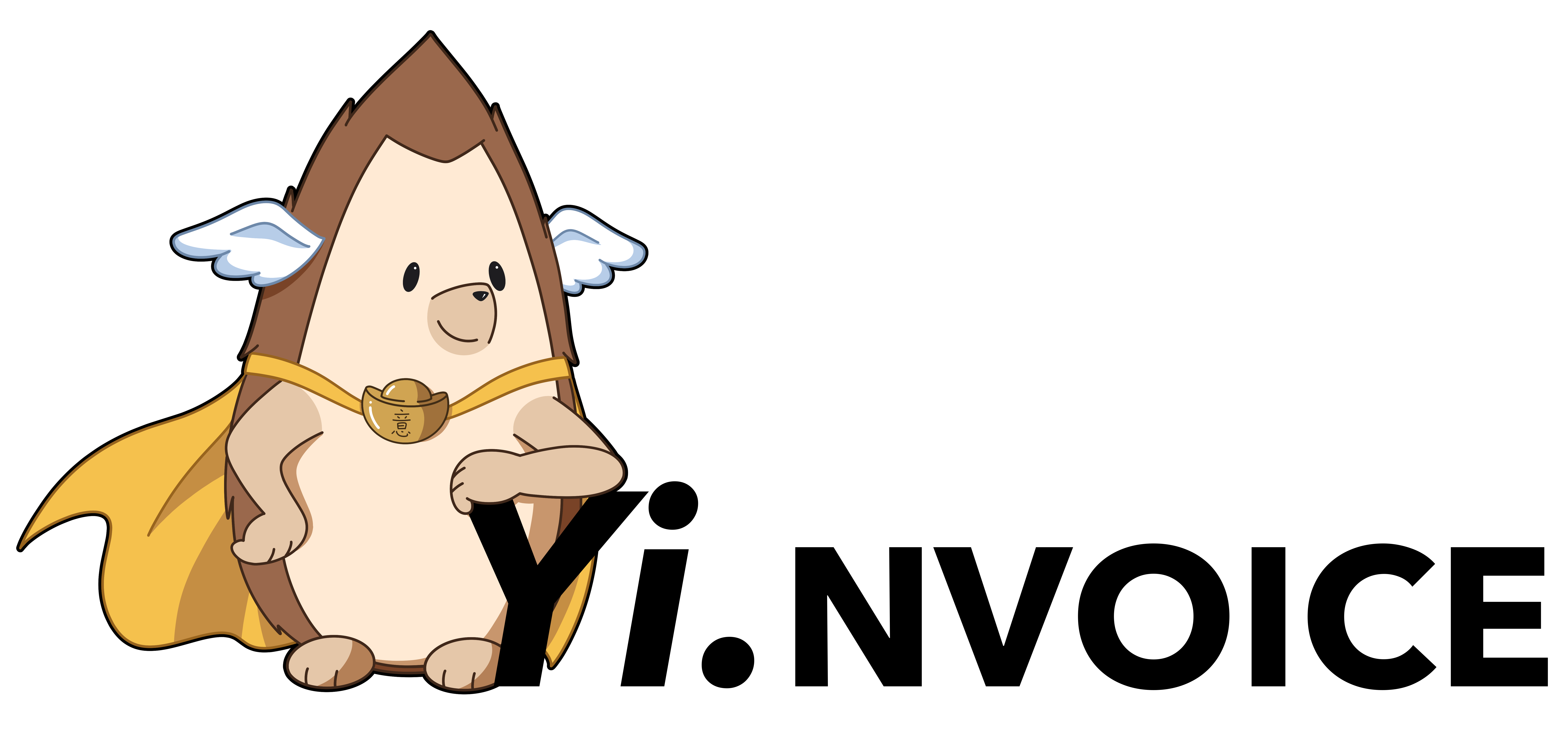 Yi.nvoice logo - winged hedgehog mascot with wordmark